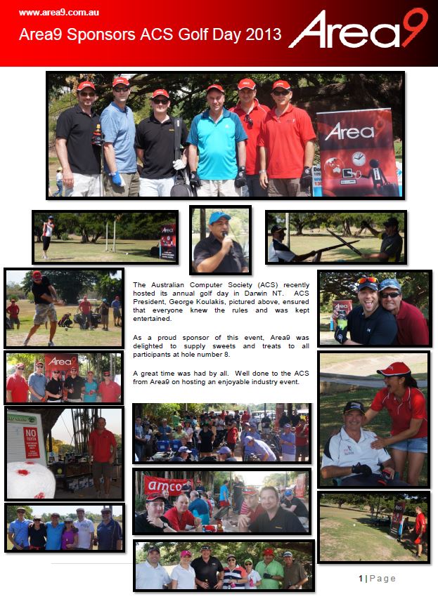 Area9 Sponsors Australian Computer Society Golf Day 2013