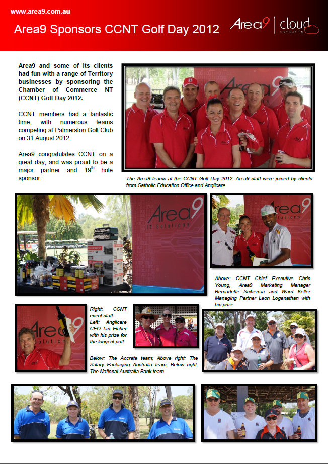 Area9 Sponsors CCNT Golf Day 2012