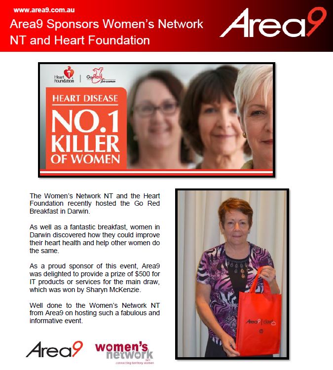 Area9 Sponsors Women's Network NT and Heart Foundation