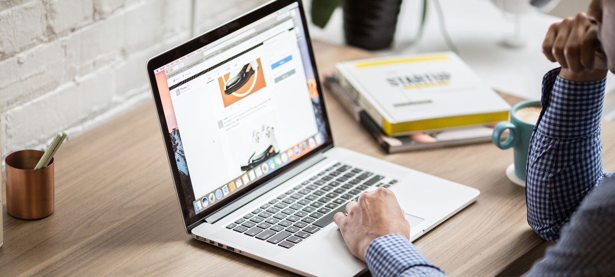 man working at a laptop